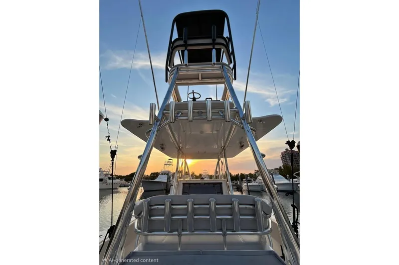 Slide: The Image of 2024 Contender 39 ST boat at sunset, showcasing sleek design and advanced features. - 26