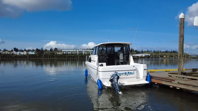 Slide: The Image of 1997 Bayliner 2859 Ciera Express docked on a sunny day. - 36