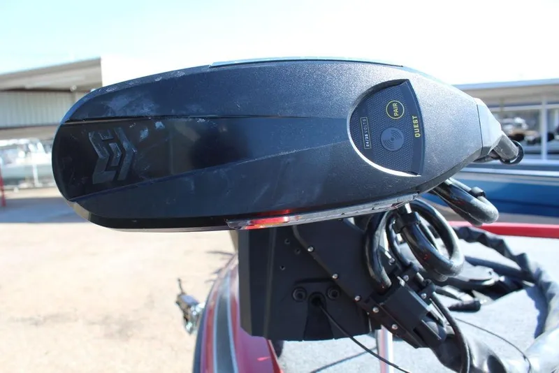 Slide: The Image of 2018 Skeeter ZX225 boat motor close-up, featuring control panel and wiring. - 16