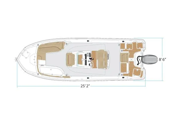 Slide: The Image of Manufacturer Provided Image: Top view of 2022 NauticStar 251 Hybrid boat layout, 25'2 length, 8'6 beam. - 30