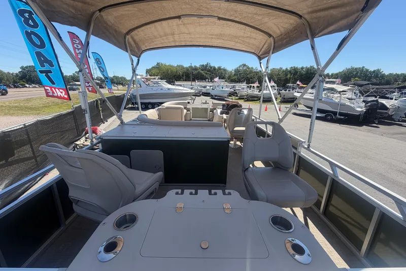 Slide: The Image of 2023 Tahoe Pontoon GT 2385 RF at a boat sales lot. - 22