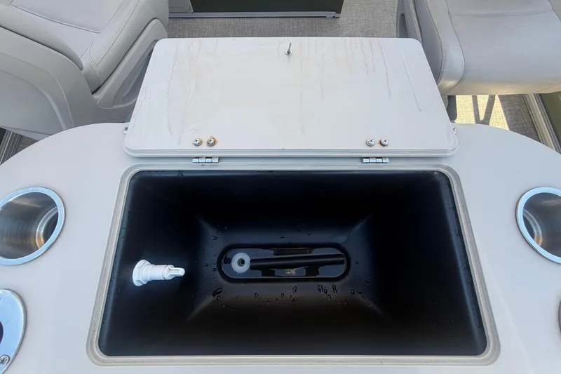 Slide: The Image of 2023 Tahoe Pontoon GT 2385 RF with built-in cooler and cup holders. - 24