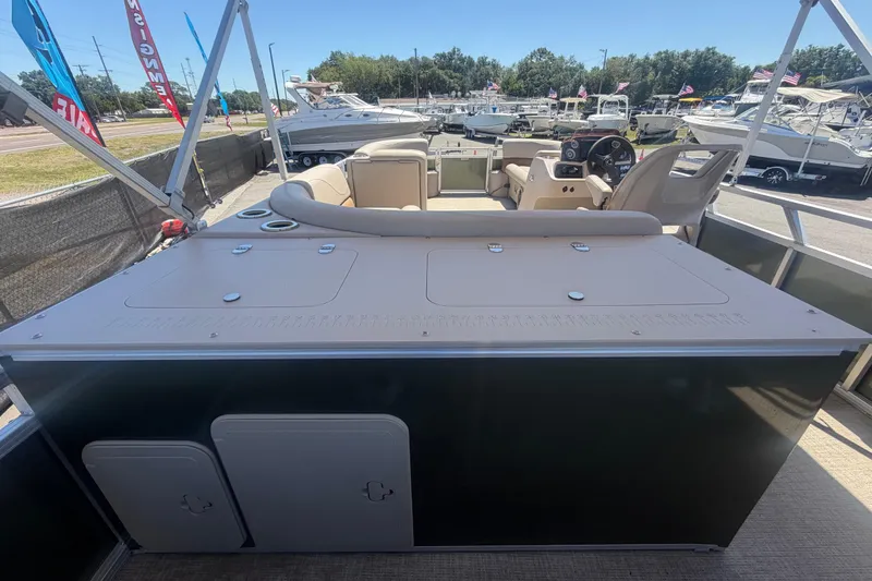 Slide: The Image of 2023 Tahoe Pontoon GT 2385 RF on a boat deck. - 27