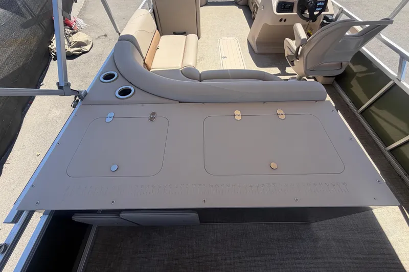 Slide: The Image of Interior of 2023 Tahoe Pontoon GT 2385 RF with seating area. - 33