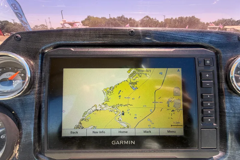 Slide: The Image of Garmin navigation system on 2023 Tahoe Pontoon GT 2385 RF. - 48