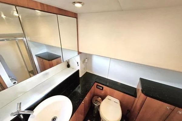 Slide: The Image of Luxurious bathroom interior of 2005 Sunseeker Manhattan 66 yacht with modern fixtures. - 44