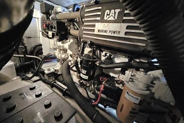 Slide: The Image of Engine room of 2005 Sunseeker Manhattan 66 yacht with CAT marine power system. - 68