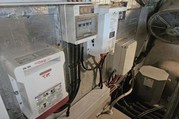 Slide: The Image of Electrical system components inside a 2005 Sunseeker Manhattan 66 yacht. - 79