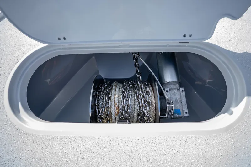 Slide: The Image of Anchor chain compartment of 2024 Yellowfin 39 Offshore boat. - 47