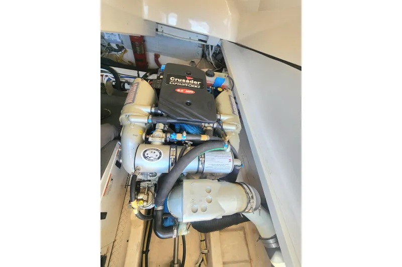 Slide: The Image of Engine compartment of a 2014 Tiara Yachts 3100 Coronet with Crusader Captain's Choice engine. - 24