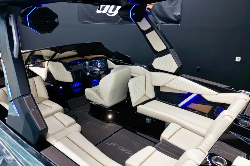 Slide: The Image of Luxurious interior of 2026 Tigé Z3 boat with modern seating and advanced dashboard. - 6