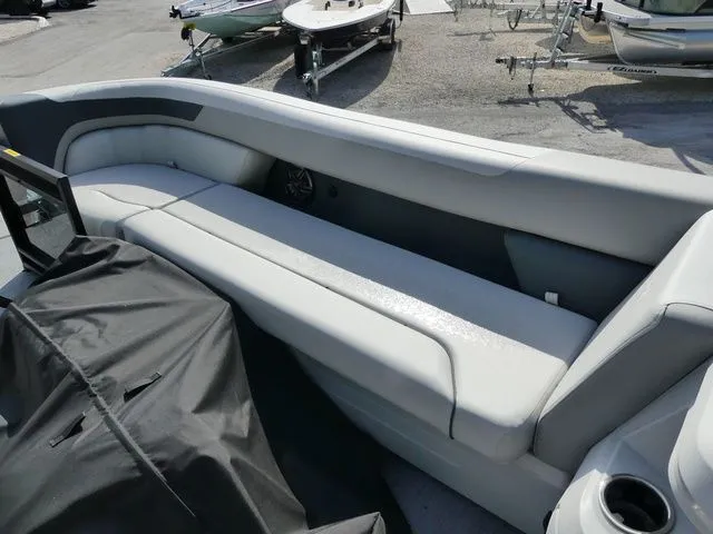 Slide: The Image of Interior of Godfrey Pontoons Sweetwater 2486 SFL 2026 with gray seating. - 10