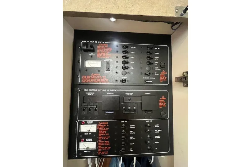 Slide: The Image of Electrical control panel of a 2005 Formula 37 Performance Cruiser boat. - 55