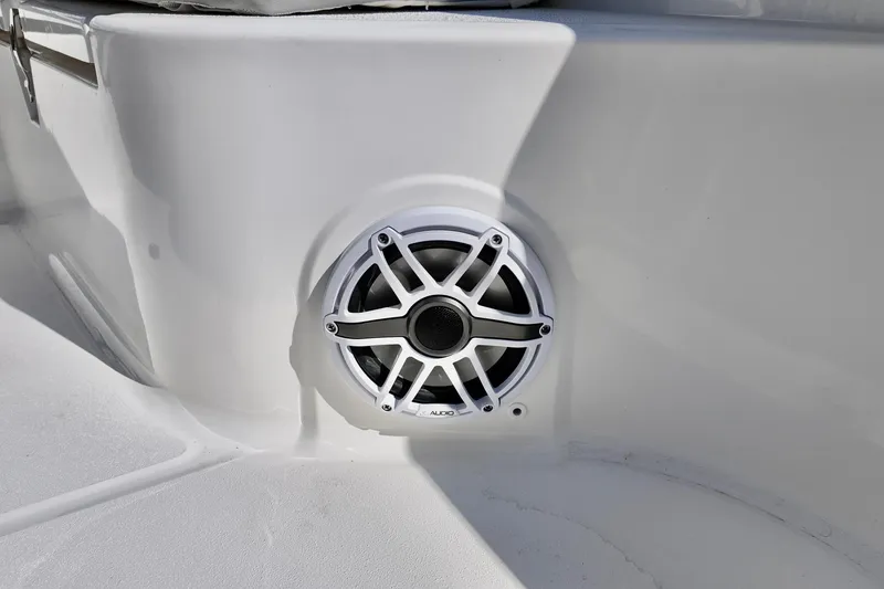 Slide: The Image of Marine speaker on 2026 Sea Fox 282 Hybrid LT boat, white interior detail. - 13