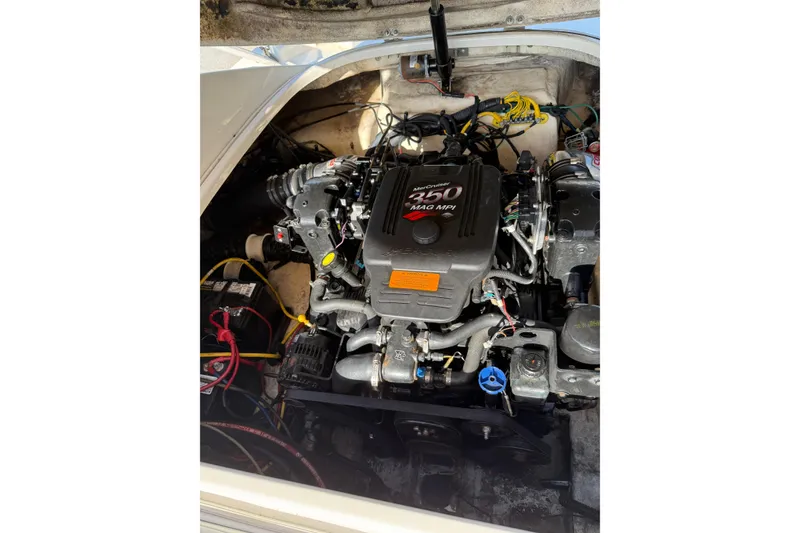Slide: The Image of Engine compartment of 2008 Chaparral 236 SSX with MerCruiser 350 MAG MPI engine. - 19