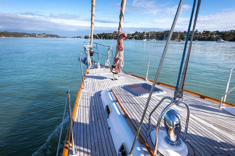 Slide: The Image of Sailing yacht Hylas 56, 2012 model, cruising on calm blue waters. - 10