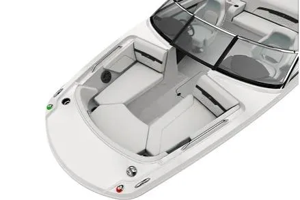 Slide: The Image of 2026 Four Winns HD2 boat with sleek white interior and spacious seating. - 4