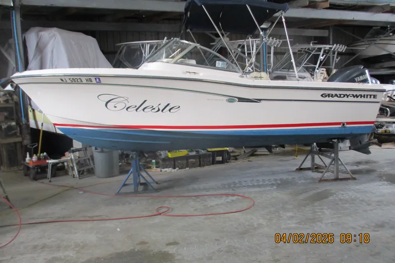 The Image of 2009 Grady-White Tournament 205 boat named "Celeste" in a storage facility. - 0
