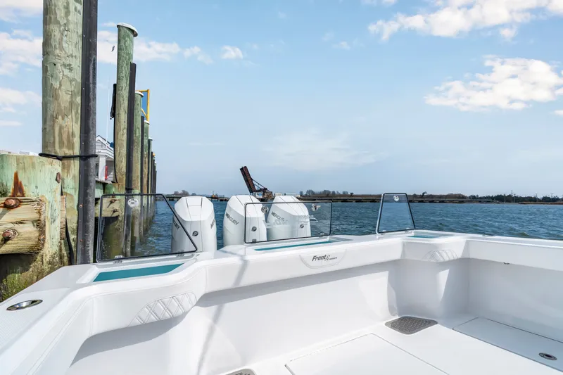 Slide: The Image of Front Runner 39 Center Console boat at dock, 2026 model. - 18