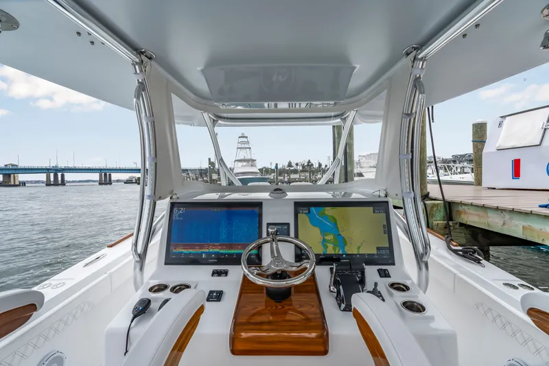 Slide: The Image of Interior view of 2026 Front Runner 39 Center Console boat. - 46