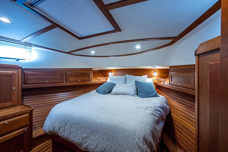 Slide: The Image of Luxurious cabin interior of 2015 Sabre 38 Salon Express yacht with cozy bedding. - 14