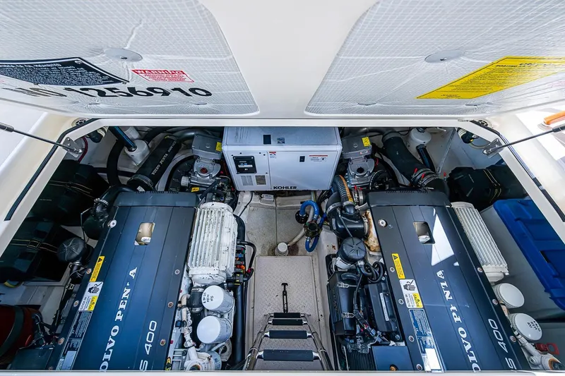Slide: The Image of Engine room of 2015 Sabre 38 Salon Express with Volvo Penta engines and Kohler generator. - 17