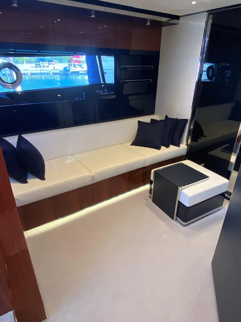 Slide: The Image of Luxurious interior of 2021 Riva Dolceriva 48 yacht with modern seating area. - 15