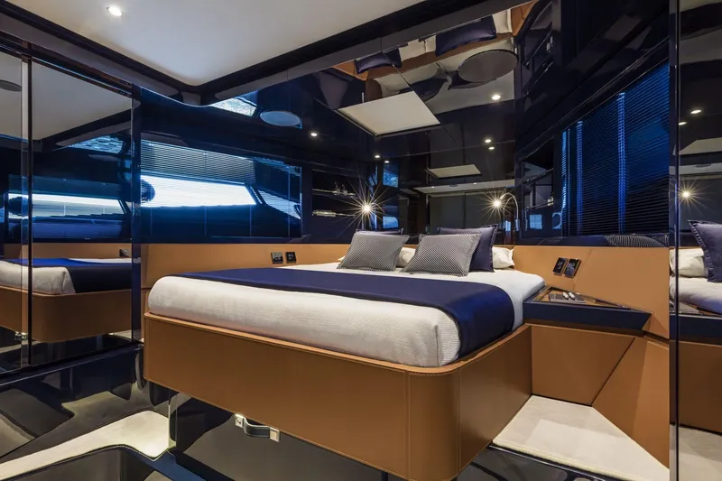 Slide: The Image of Luxurious bedroom interior of 2021 Riva Dolceriva 48 yacht with modern design. - 17