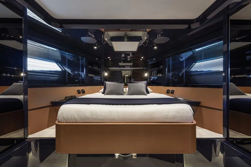 Slide: The Image of Luxurious bedroom interior of 2021 Riva Dolceriva 48 yacht with modern design. - 18