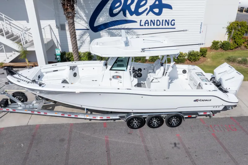 Slide: The Image of 2026 Crevalle 33 CSF boat on trailer at Zeke's Landing. - 11