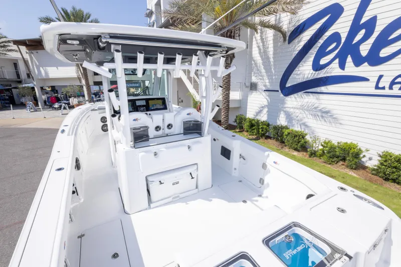 Slide: The Image of 2026 Crevalle 33 CSF boat at Zeke's Landing, showcasing sleek design and modern features. - 30