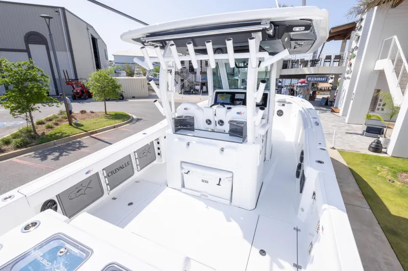 Slide: The Image of 2026 Crevalle 33 CSF boat interior with modern helm and seating. - 31