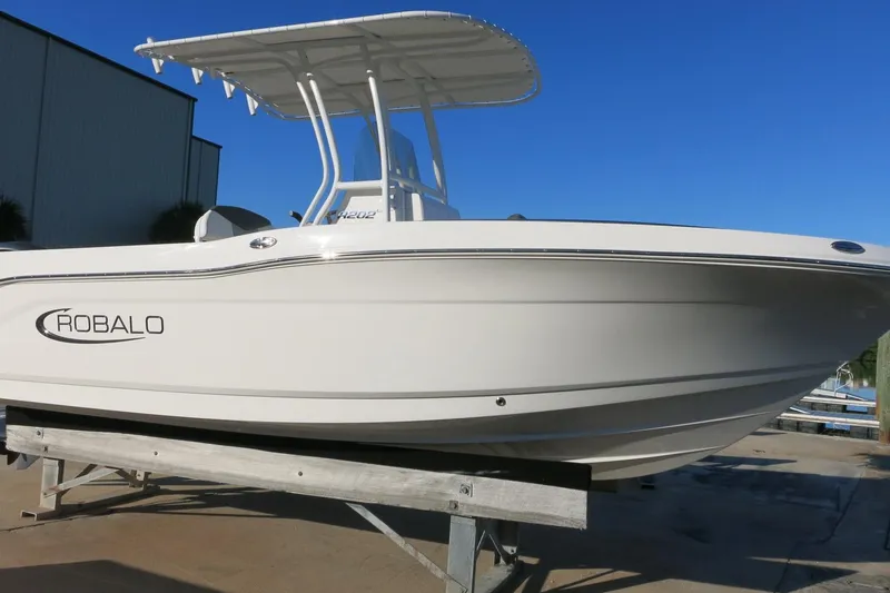 The Image of 2026 Robalo R202 Explorer boat on display, featuring sleek design and sturdy construction. - 0
