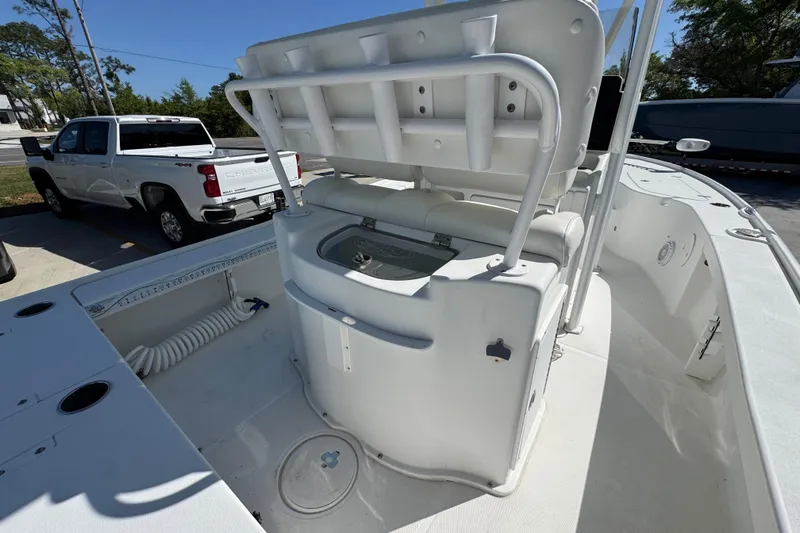 Slide: The Image of 2019 Sea Hunt BX 22 BR boat interior with seating and storage compartments. - 34