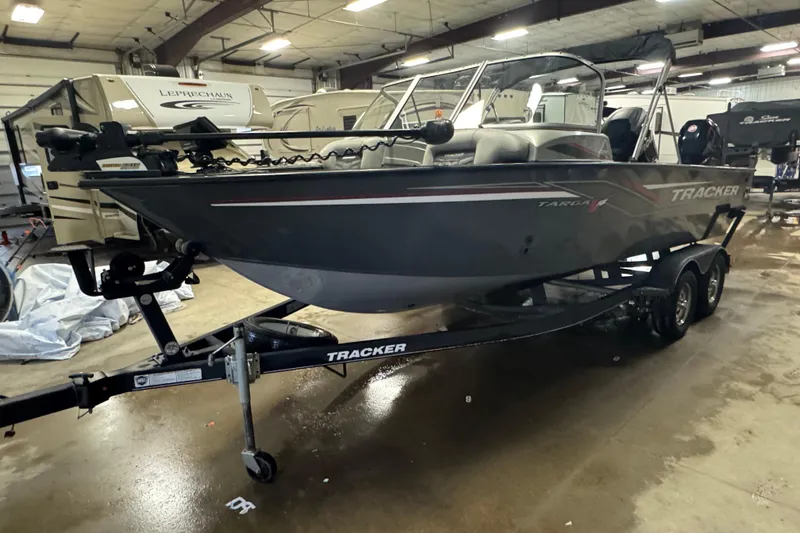 The Image of 2017 Tracker Targa V-18 WT boat on trailer in indoor storage facility. - 1
