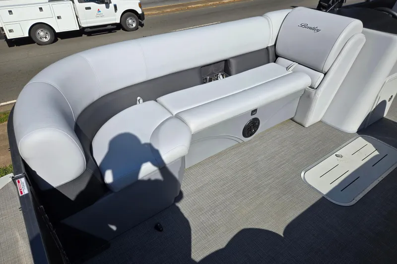 Slide: The Image of 2022 Bentley Pontoons 240 Cruise XL Legacy interior with plush seating and modern design. - 16