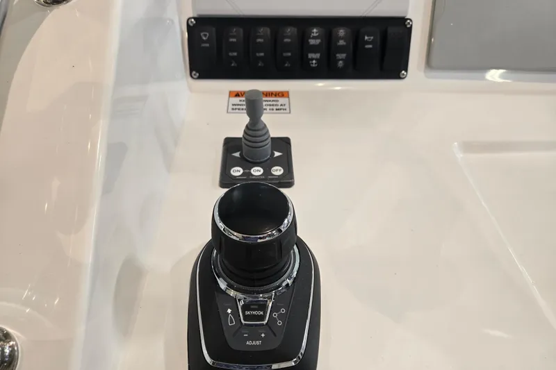 Slide: The Image of Control panel of 2026 MJM 3 boat with joystick and buttons. - 20