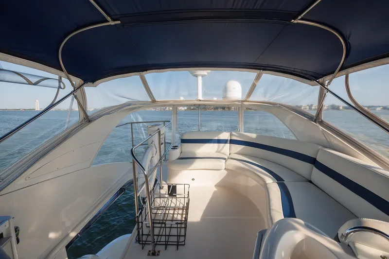 Slide: The Image of Luxurious 2010 Meridian 391 Sedan yacht interior with panoramic ocean view. - 31