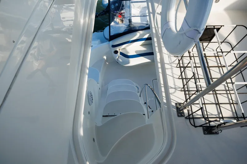Slide: The Image of 2010 Meridian 391 Sedan yacht interior with stairs and safety equipment. - 33