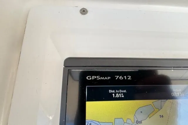 Slide: The Image of GPS display on a 2007 Viking 52 Convertible, showing distance to destination. - 16