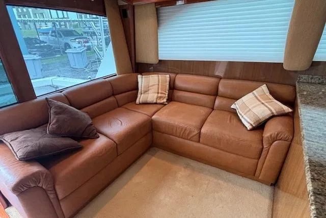 Slide: The Image of Luxurious leather seating in 2007 Viking 52 Convertible yacht interior. - 23