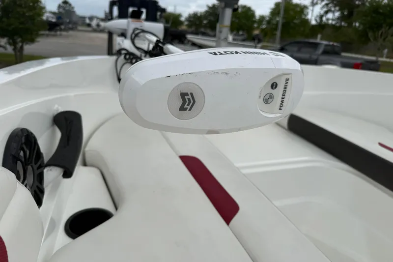 Slide: The Image of 2023 Hurricane SunDeck Sport 185 OB boat with Minn Kota PowerDrive trolling motor. - 9