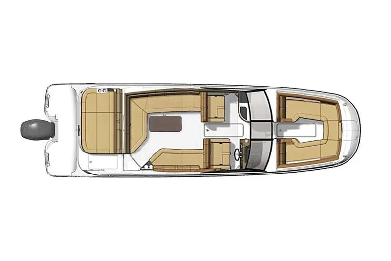 Slide: The Image of Manufacturer Provided Image: Top view of 2019 Sea Ray SDX 270 Outboard boat layout. - 7