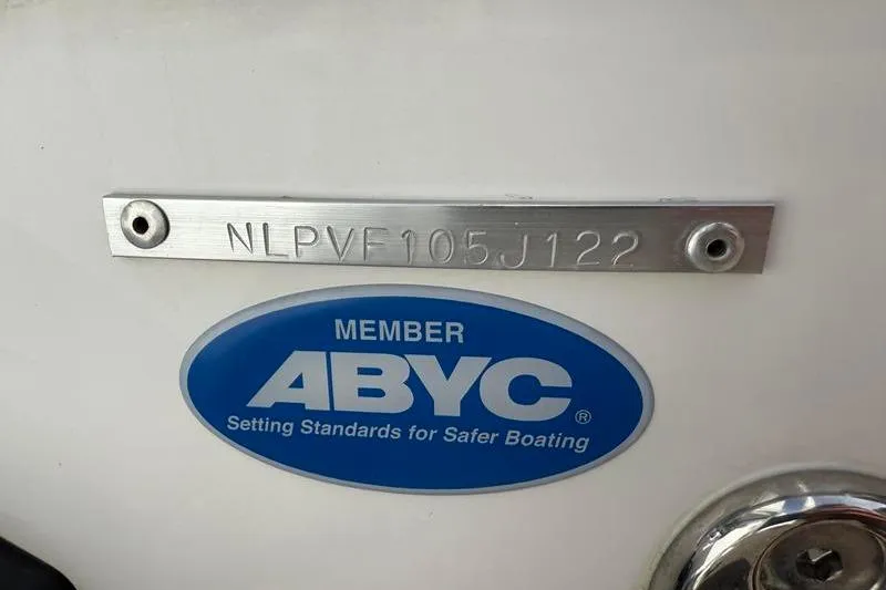 Slide: The Image of 2022 Tidewater 272 LXF boat with ABYC membership plaque and serial number. - 38