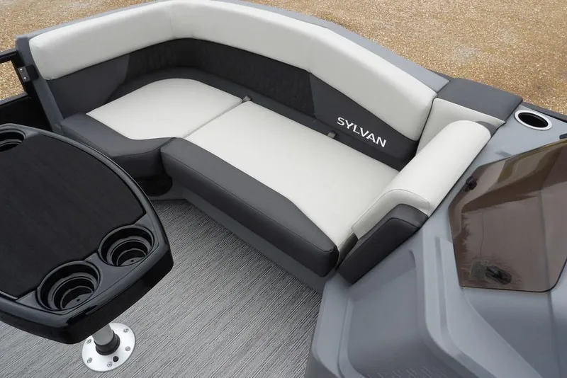 Slide: The Image of Luxurious seating on 2026 Sylvan R-20 CLZ DH boat with cup holders and sleek design. - 25