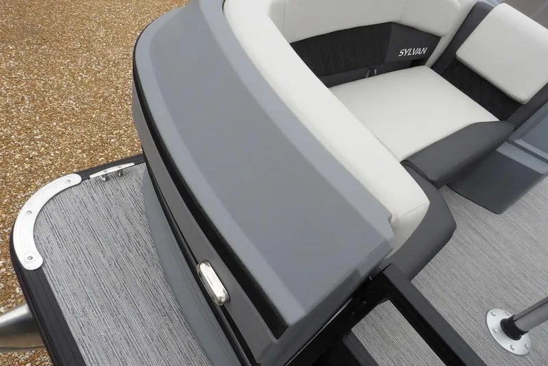 Slide: The Image of 2026 Sylvan R-20 CLZ DH boat interior with sleek seating and modern design. - 26