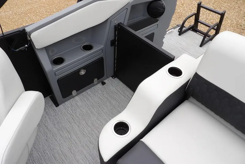 Slide: The Image of Interior of 2026 Sylvan R-20 CLZ DH boat with cup holders and seating. - 7