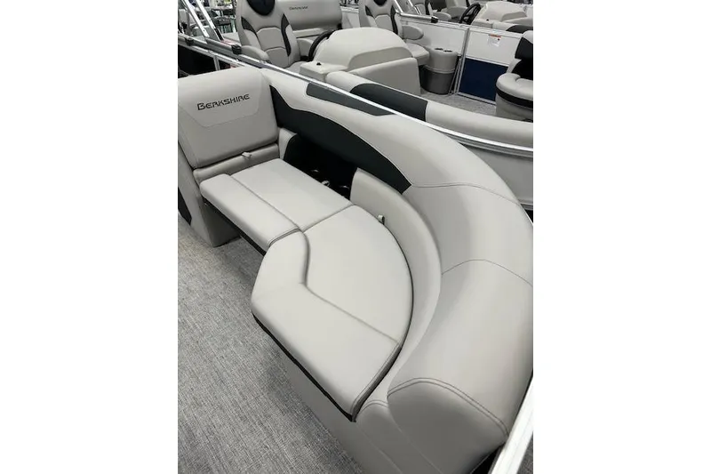 Slide: The Image of 2026 Berkshire 24RFX LE pontoon boat with luxurious gray seating and modern design. - 18