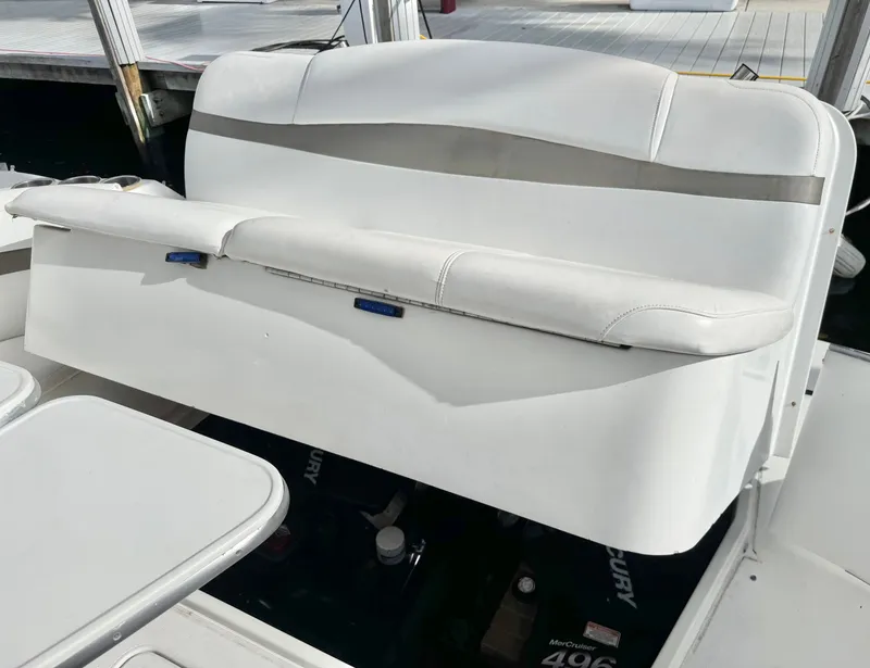 Slide: The Image of Interior of a 2004 Formula 37 Performance Cruiser with white seating. - 42