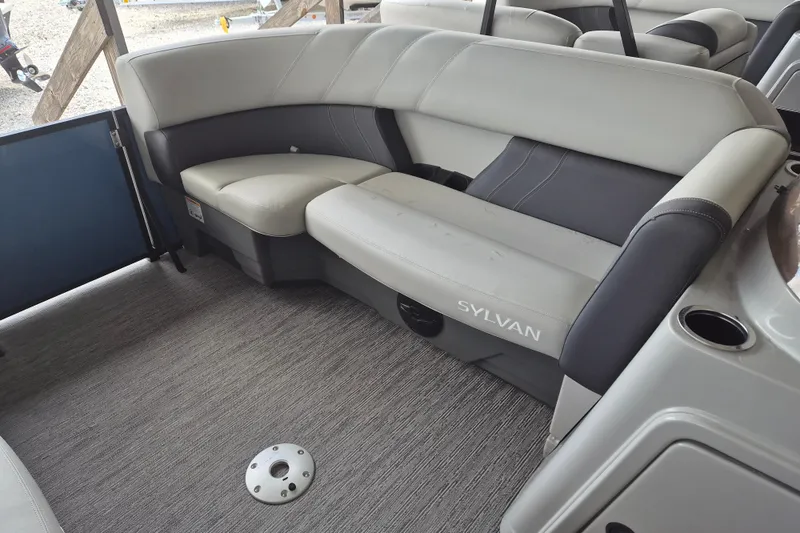 Slide: The Image of Interior seating of 2026 Sylvan Mirage Fish 820 Party Fish boat. - 3